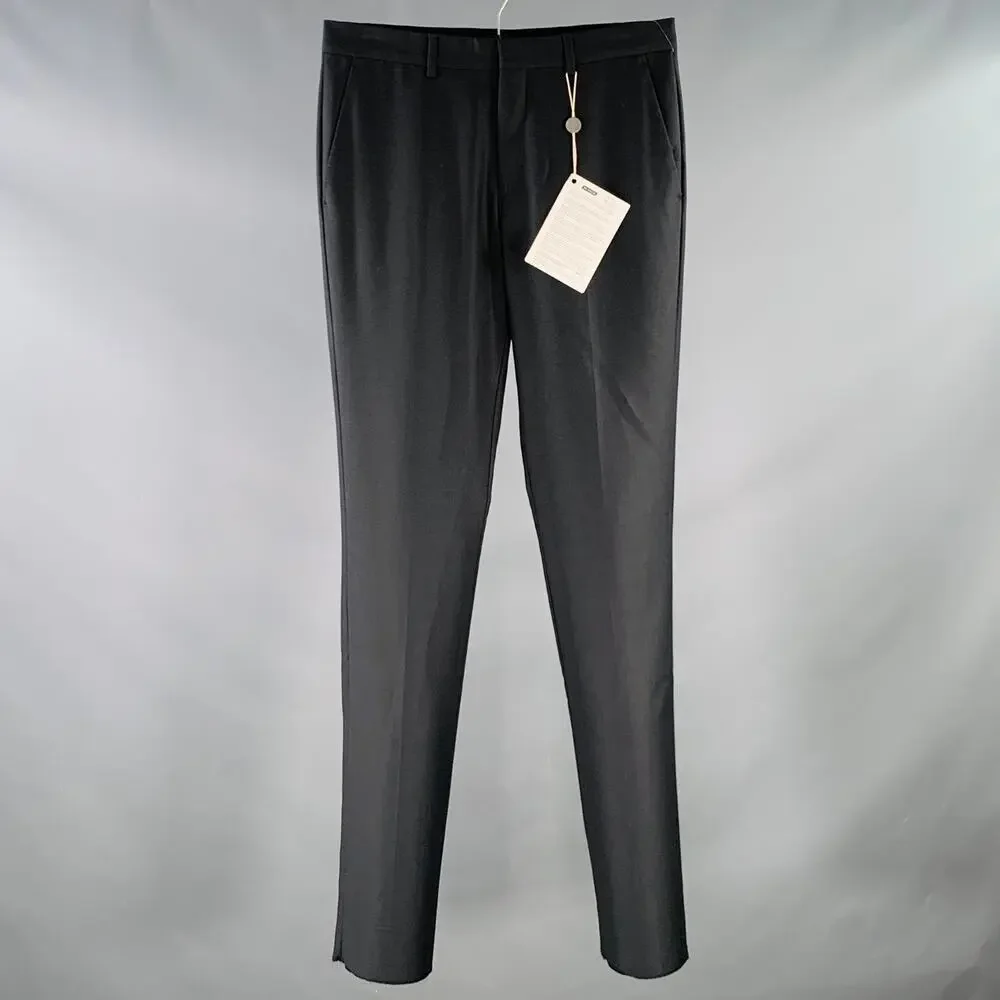 GIVENCHY Size 30 Charcoal Grey Wool Tapered Zip Fly Dress Pants